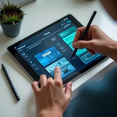 Ontwikkelaar ontwerpt een mobiele app op tablet